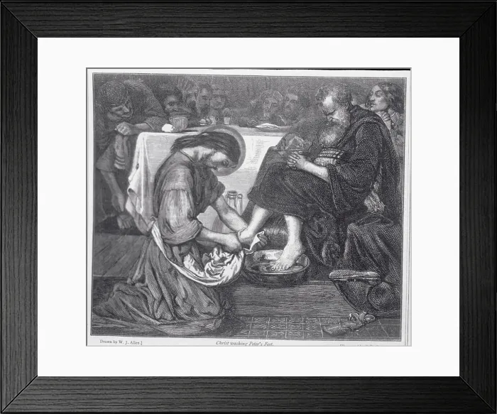 Framed Print : Depiction of Christ Serving His Disciple Framed Print : Depiction of Christ Serving His Disciple
