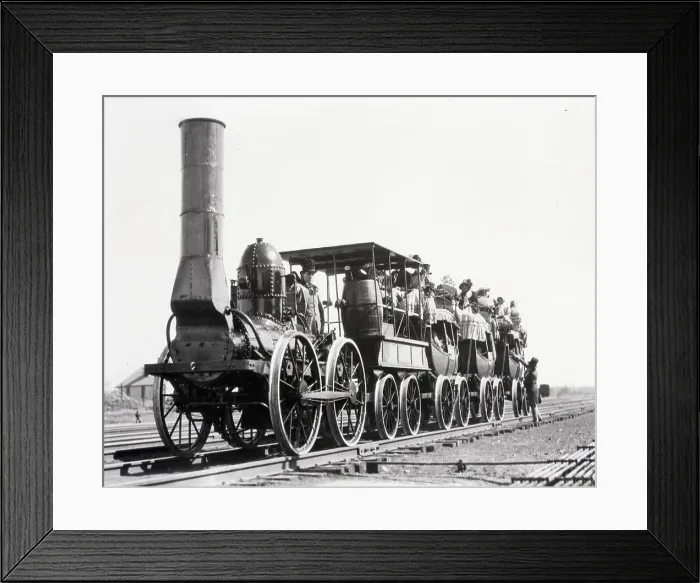 Framed Print : Steam Locomotive and Passengers on Train Cars Framed Print : Steam Locomotive and Passengers on Train Cars