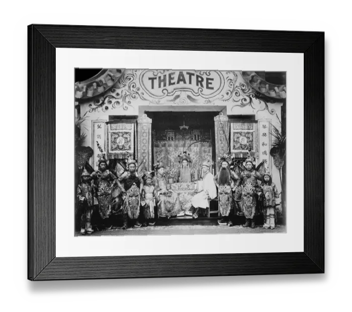 Framed Print : Chinese Stage Actors in Costume with Stage Set Framed Print : Chinese Stage Actors in Costume with Stage Set
