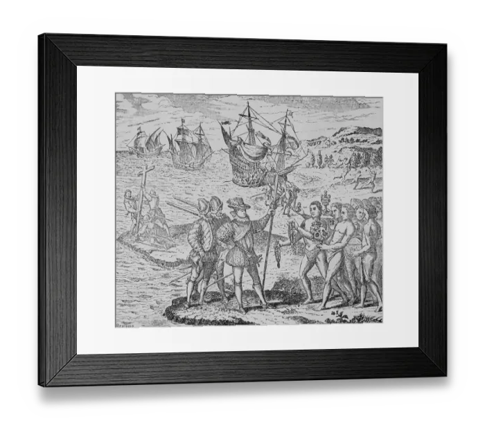 Framed Print : Christopher Columbus and His Men at Haiti Framed Print : Christopher Columbus and His Men at Haiti