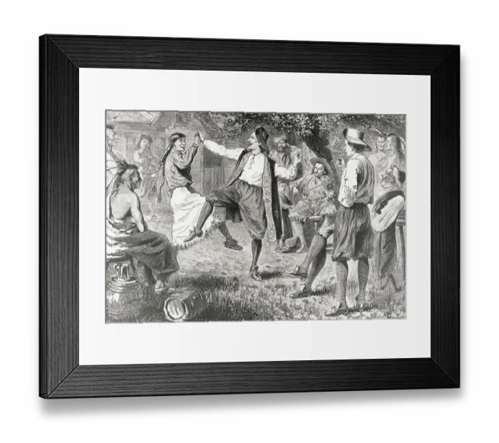 Framed Print : Jubilant French Neighbors Enjoying Dance with Native Americans Framed Print : Jubilant French Neighbors Enjoying Dance with Native Americans