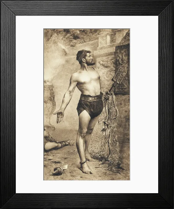 Framed Print : Gladiator Poised Victoriously near Slain Enemy Framed Print : Gladiator Poised Victoriously near Slain Enemy