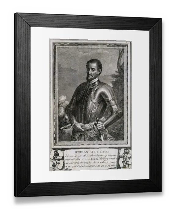 Framed Print : Illustrated Portrait of Spanish Explorer Hernando De Soto Framed Print : Illustrated Portrait of Spanish Explorer Hernando De Soto