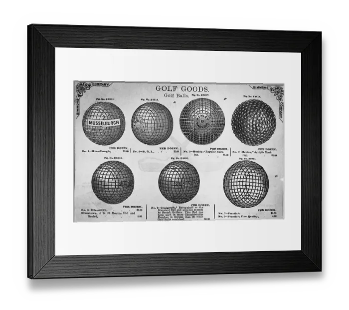 Framed Print : Display with Prices for Early Made Golf Balls Framed Print : Display with Prices for Early Made Golf Balls
