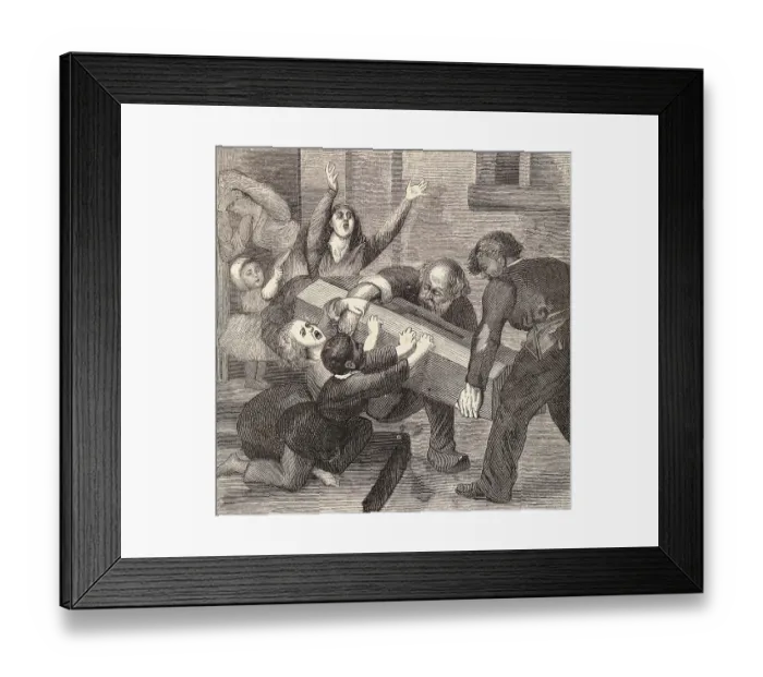 Framed Print : Orphaned Children Crying as Coffin is Removed Framed Print : Orphaned Children Crying as Coffin is Removed