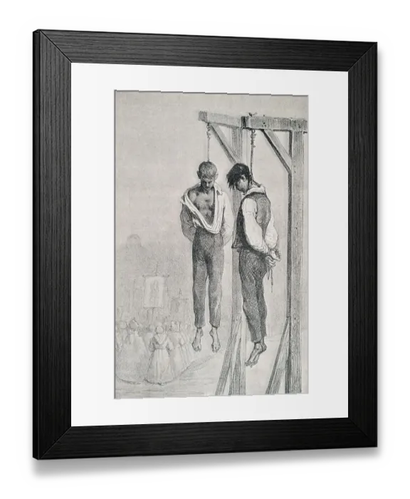 Framed Print : Two Men Hanging After a French Execution Framed Print : Two Men Hanging After a French Execution