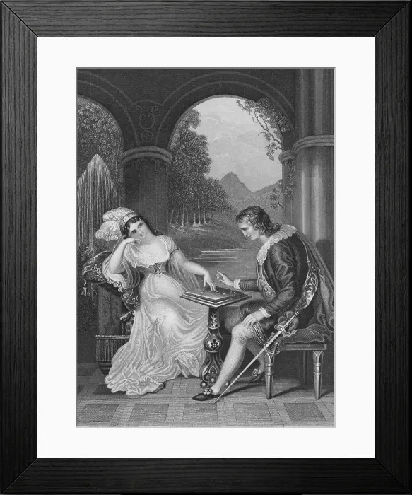 Framed Print : Man and Woman Concentrating on Game of Draughts Framed Print : Man and Woman Concentrating on Game of Draughts