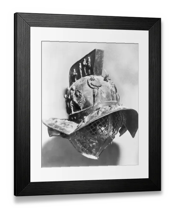 Framed Print : Display of Gladiator Helmet Framed Print : Display of Gladiator Helmet