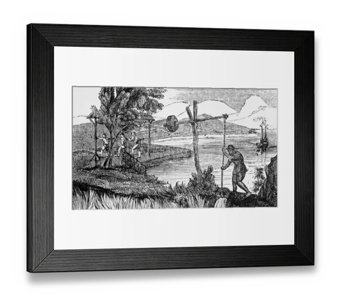 Framed Print : Man Watering Rice Crop