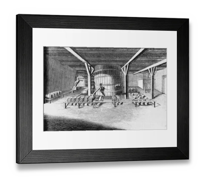Framed Print : Interior of an Early Beer Making Plant Framed Print : Interior of an Early Beer Making Plant