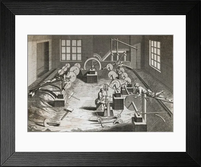 Framed Print : Men Utilizing Factory Machinery Framed Print : Men Utilizing Factory Machinery