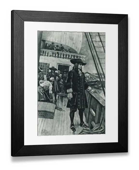 Framed Print : Portrait of English Admiral William Penn Gazing from Ship Framed Print : Portrait of English Admiral William Penn Gazing from Ship