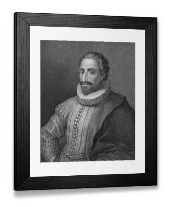 Framed Print : Portrait of Spanish Writer Miquel de Cervantes Famous for Don Quixote Framed Print : Portrait of Spanish Writer Miquel de Cervantes Famous for Don Quixote