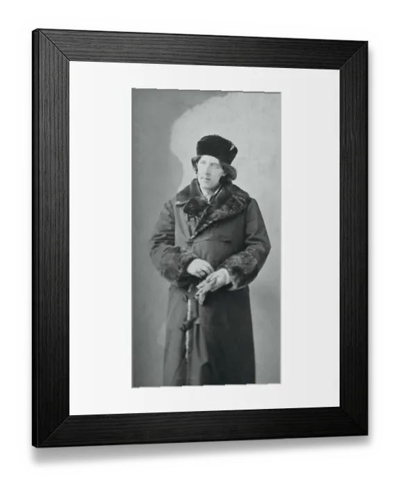 Framed Print : Portrait of Oscar Wilde Posing in Overcoat and Hat Framed Print : Portrait of Oscar Wilde Posing in Overcoat and Hat