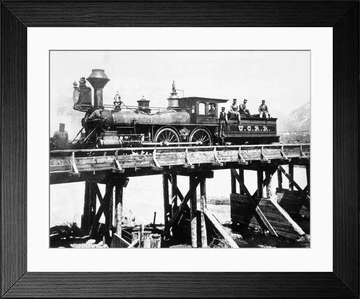 Framed Print : Steam Locomotive Passing over Trestle Bridge Framed Print : Steam Locomotive Passing over Trestle Bridge
