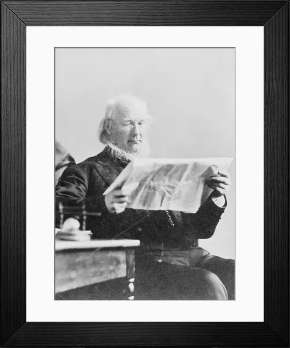 Framed Print : Horace Greeley Reading New York Sun Newspaper Framed Print : Horace Greeley Reading New York Sun Newspaper