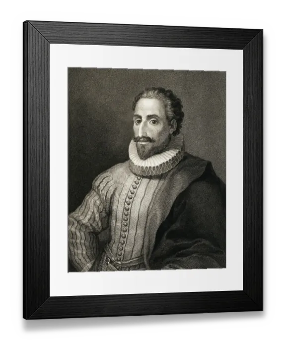 Framed Print : Portrait of Spanish Writer Cervantes Famous for Don Quixote