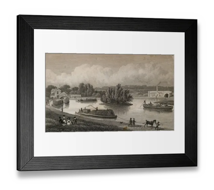 Framed Print : Travelers and Picnickers Along Regents Canal Framed Print : Travelers and Picnickers Along Regents Canal