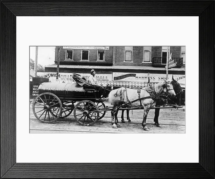 Framed Print : Standard Oil Horse Drawn Wagon On Old St Framed Print : Standard Oil Horse Drawn Wagon On Old St
