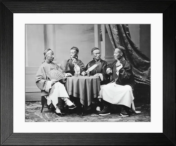 Framed Print : Four Chinese Men Seated at a Table Framed Print : Four Chinese Men Seated at a Table