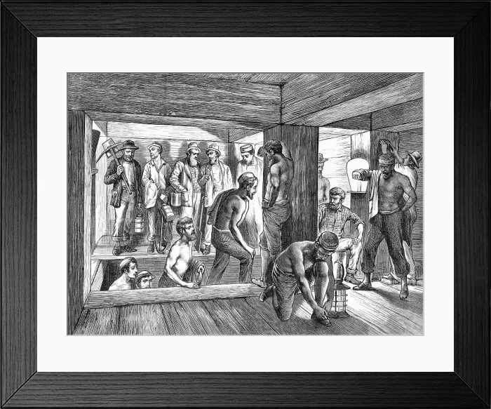 Framed Print : Miners Changing Shift in the 1, 600 Foot Level Framed Print : Miners Changing Shift in the 1, 600 Foot Level