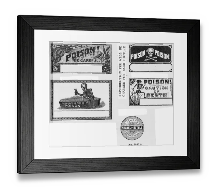 Framed Print : Five Labels for Poison Framed Print : Five Labels for Poison
