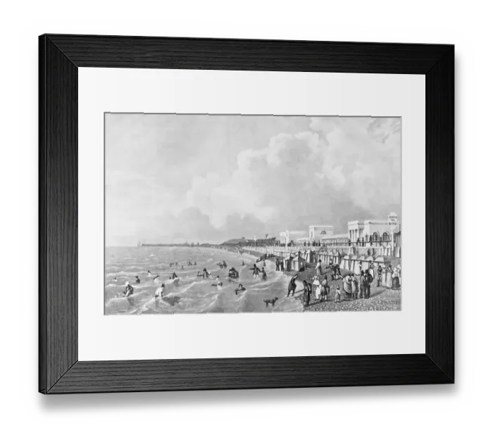 Framed Print : Beach Goers on Beach at French Resort Framed Print : Beach Goers on Beach at French Resort