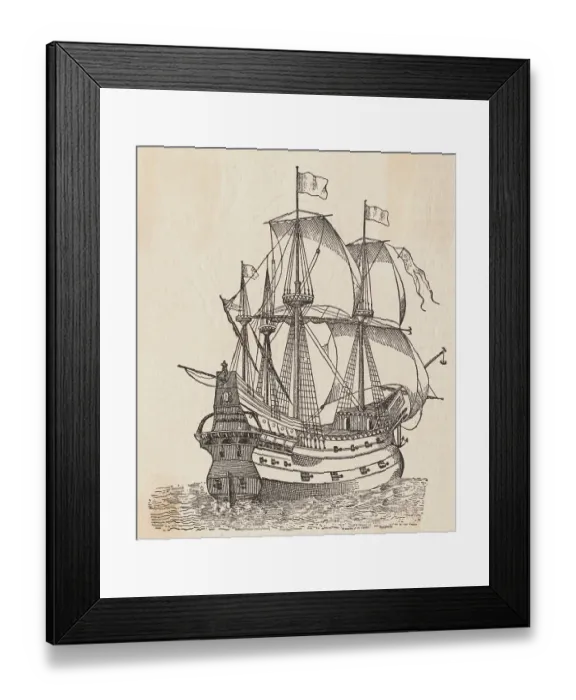 Framed Print : Early Spanish Vessel on the Sea Framed Print : Early Spanish Vessel on the Sea
