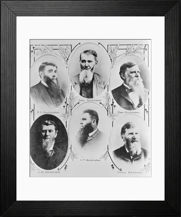 Framed Print : Portrait of Clement Studebaker with Father and Brothers Framed Print : Portrait of Clement Studebaker with Father and Brothers
