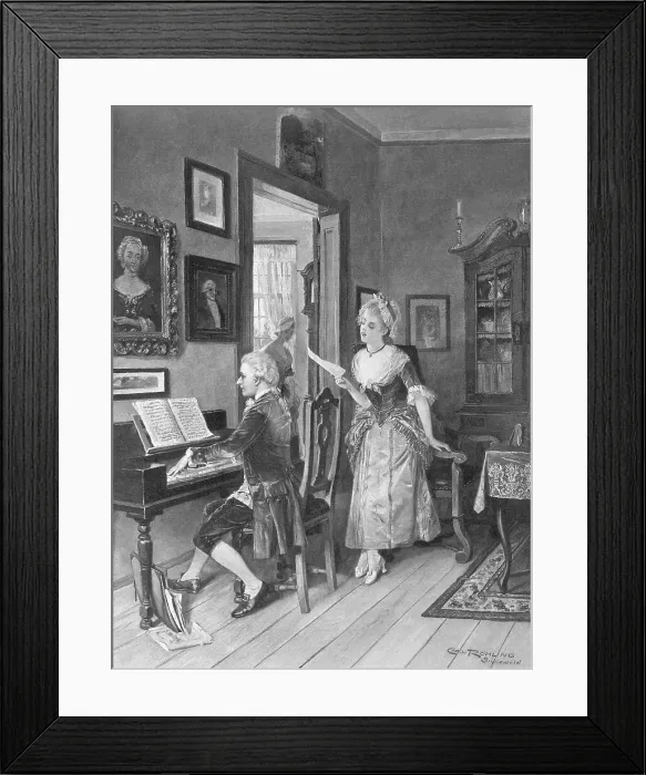 Framed Print : Mozart Playing Piano for Young Songstress Framed Print : Mozart Playing Piano for Young Songstress