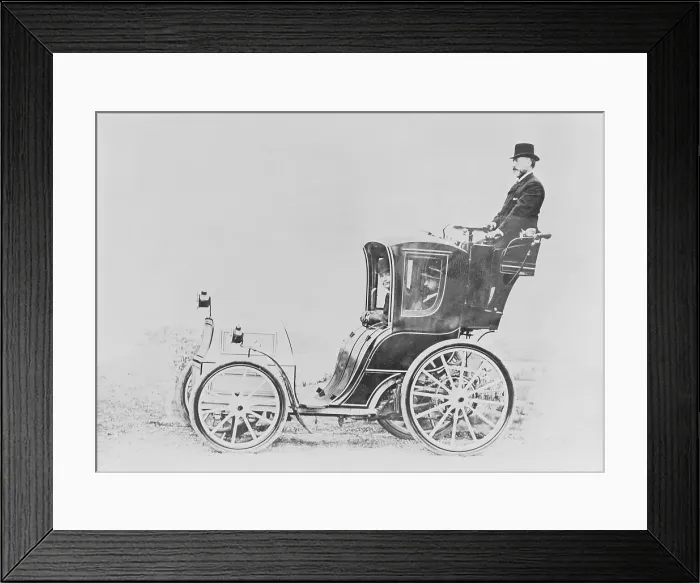 Framed Print : Man Atop Early French Cab Framed Print : Man Atop Early French Cab