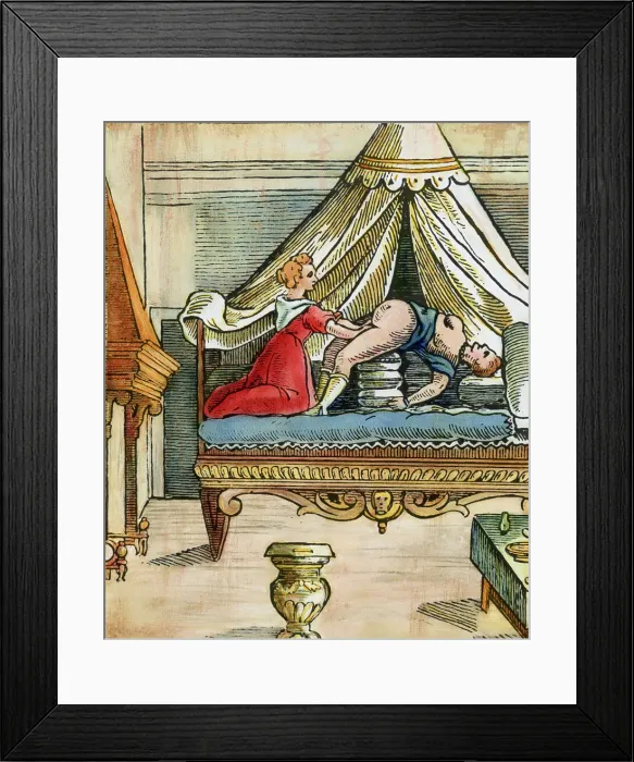 Framed Print : Woodcut of a Midwife Assisting a Childbirth Framed Print : Woodcut of a Midwife Assisting a Childbirth