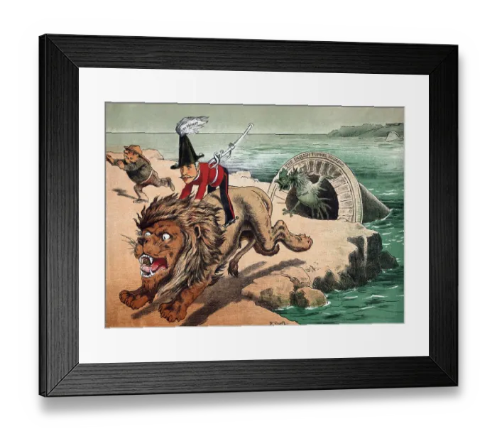 Framed Print : General Garnet Joseph Wolseley Escaping France by Lion Framed Print : General Garnet Joseph Wolseley Escaping France by Lion