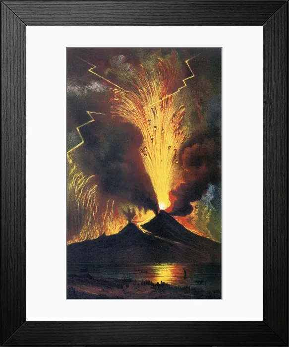 Framed Print : Mount Vesuvius Exploding into the Night Framed Print : Mount Vesuvius Exploding into the Night