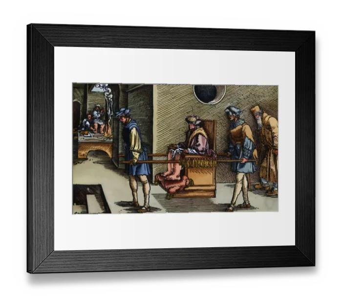 Framed Print : Men Carrying Injured Man to Hospital Framed Print : Men Carrying Injured Man to Hospital