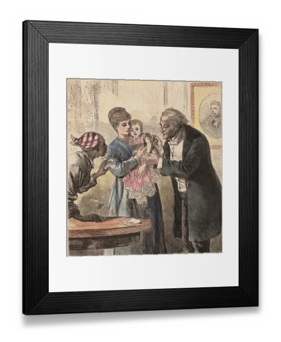 Framed Print : Physician Visiting Home of Infant for Vaccination Framed Print : Physician Visiting Home of Infant for Vaccination