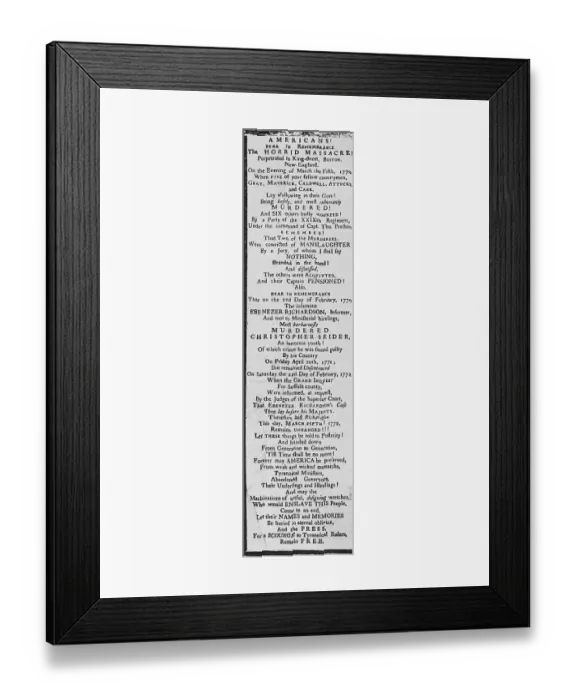 Framed Print : Boston Massacre Handbill Framed Print : Boston Massacre Handbill