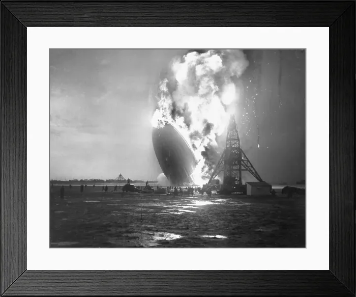 Framed Print : Crew Members Fleeing from Burning Hindenburg Airship Framed Print : Crew Members Fleeing from Burning Hindenburg Airship
