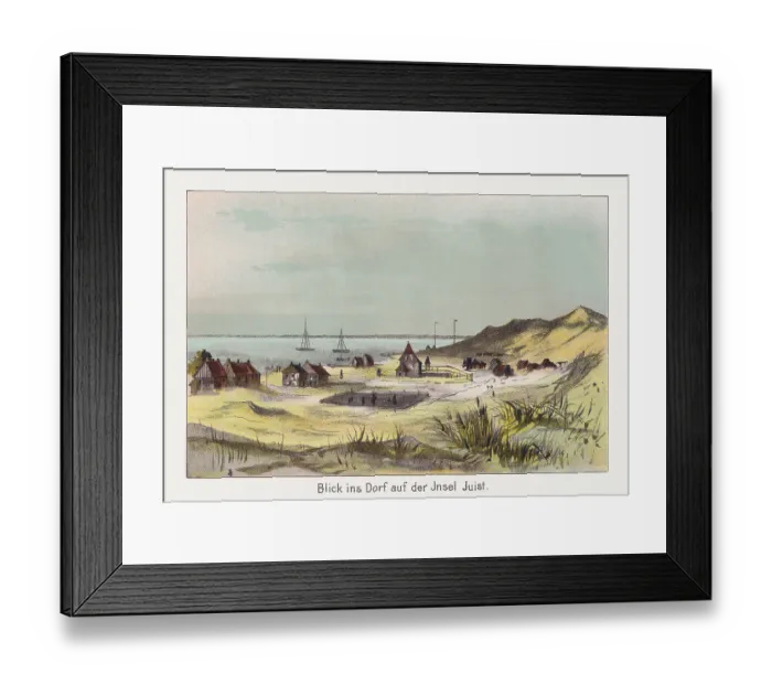 Framed Print : Historical view of Juist, Lower Saxony, Germany, chromolithograph, published 1889 Framed Print : Historical view of Juist, Lower Saxony, Germany, chromolithograph, published 1889