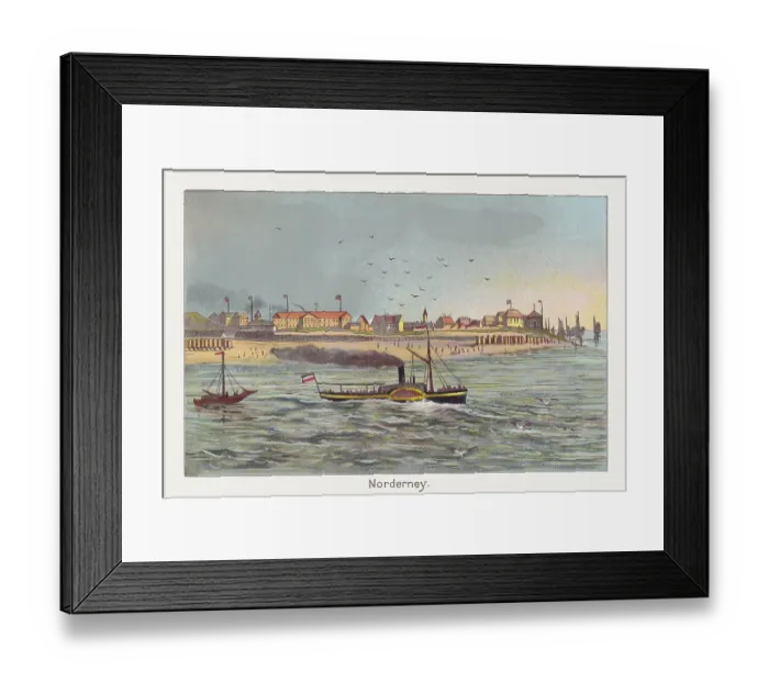 Framed Print : Norderney, Lower Saxony, Germany, chromolithograph, published in 1889 Framed Print : Norderney, Lower Saxony, Germany, chromolithograph, published in 1889