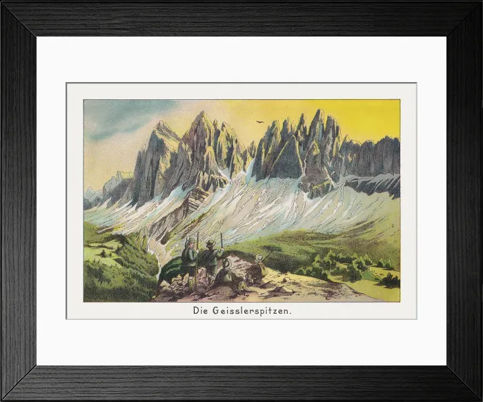 Framed Print : Odle Group, Dolomites, South Tyrol, Italy, chromolithograph, published in 1891 Framed Print : Odle Group, Dolomites, South Tyrol, Italy, chromolithograph, published in 1891
