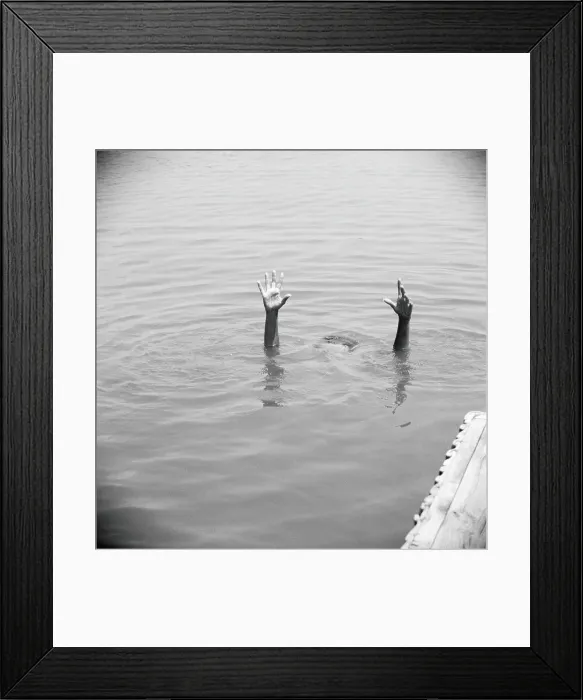 Framed Print : Hands sticking up out of water Framed Print : Hands sticking up out of water