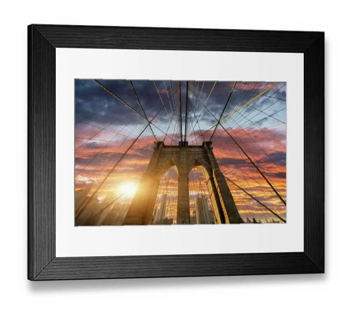 Framed Print : Brooklyn Bridge in sunset - New York - USA