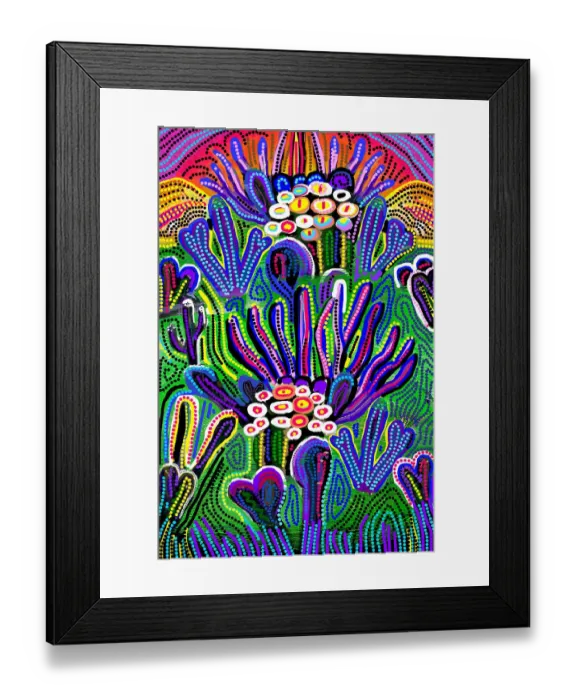 Framed Print : Absract Landscape Desert Garden and flowering cactus Framed Print : Absract Landscape Desert Garden and flowering cactus