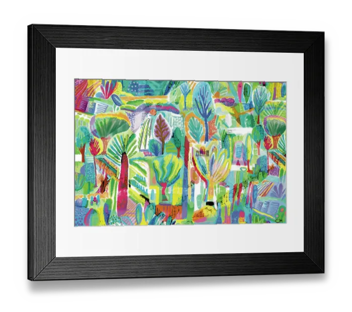 Framed Print : Gardens and a abstract watercolor illustration