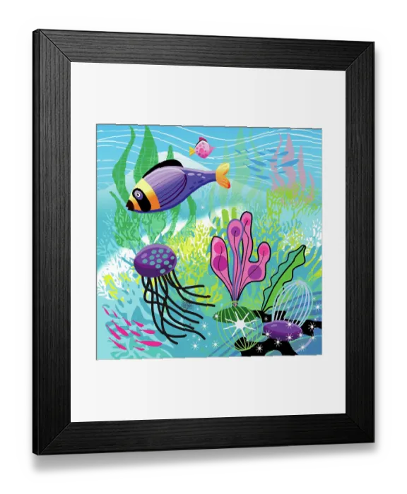 Framed Print : Tropical Fish Illustration Framed Print : Tropical Fish Illustration
