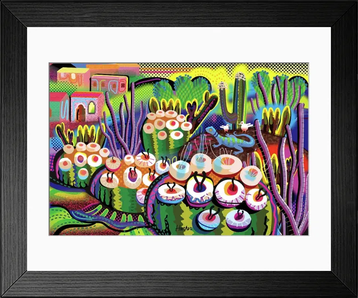 Framed Print : Desert Moss Fantasy Garden with Flowering Cactus Framed Print : Desert Moss Fantasy Garden with Flowering Cactus