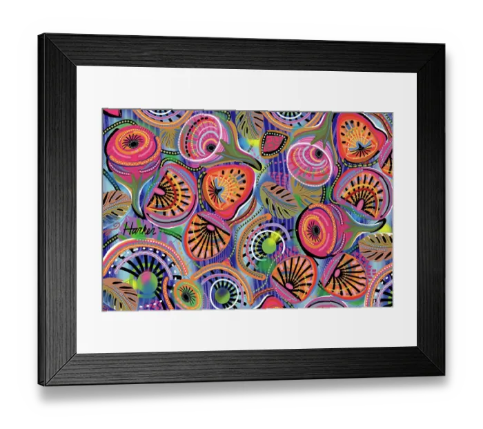 Framed Print : Abstract Floral Style All-over Illustration Pattern
