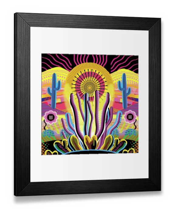 Framed Print : Sunrise Landscape Desert Garden, Saguaro, Ocotillo and flowering cactus Framed Print : Sunrise Landscape Desert Garden, Saguaro, Ocotillo and flowering cactus