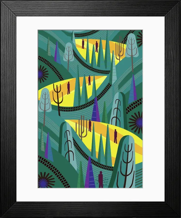 Framed Print : People hiking up Mountain Abstract Illustration Framed Print : People hiking up Mountain Abstract Illustration